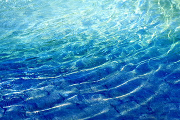 Photo macro background with clear blue sea water