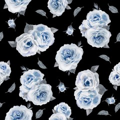 Beautiful seamless roses pattern. Hand drawn watercolor - 272324111