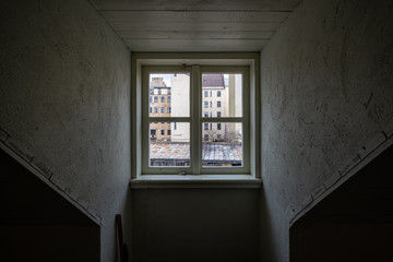 architecture details of building in Riga city center, Latvia