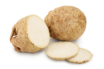 Fresh celery root isolated on white background