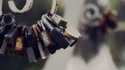 Love locks on bridge features locks from couples expressing their eternal devotion romance symbol arts link marriage loyalty old traditional wedding amour architecture blue built