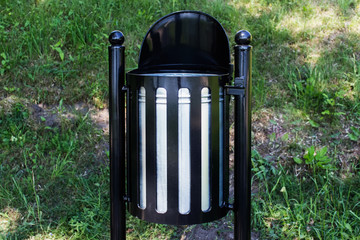 Front view of outdoor trashbin