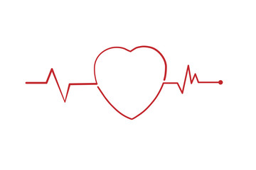 Red heartbeat and Heart rate line concept . Vector illustration.