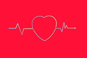 Red heartbeat and Heart rate line concept . Vector illustration.