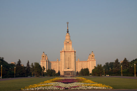 Historical building of Lomonosov University in Moscow, Russia