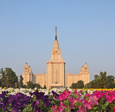 Historical building of Lomonosov University in Moscow, Russia