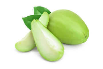 fresh Chayote vegetable isolated on white background