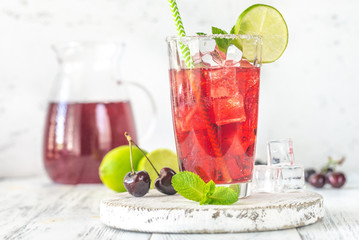 Glass of cherry mojito