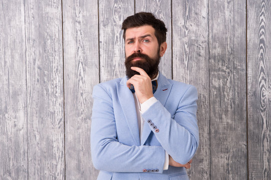 Guy well groomed handsome bearded hipster wear tuxedo. Gentleman style barber. Barber shop offer range of packages for groom make his big day unforgettable. Barber shop concept. Beard and mustache