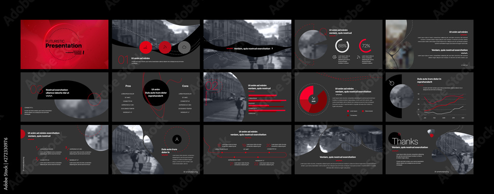 Canvas Prints presentation template, red and black infographic elements. vector slide template for business projec