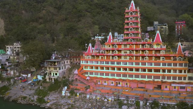 Aerial view on Rishikesh, India, 4k drone footage