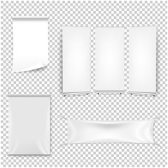 White Blank Sheet Of Curled Paper Isolated Transparent Background