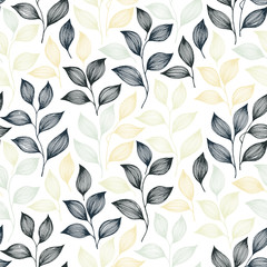 Wrapping tea leaves pattern seamless vector illustration.