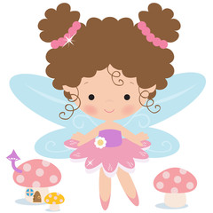 Little cute garden fairy vector cartoon illustration