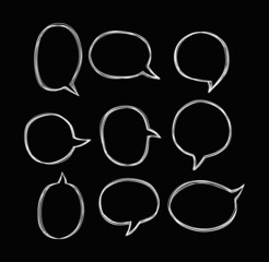 bubbles speech doodle set of different shapes and sizes. empty comic. text box. conversation chat. Boom isolated. White line. vector illustration