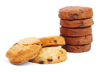 Tasty fresh cookies on isolated background
