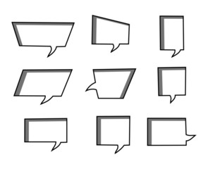bubbles speech doodle set of different shapes and sizes. empty comic. text box. conversation chat. Boom isolated. Black line. vector illustration
