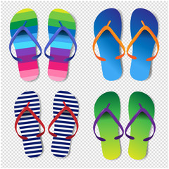 Summer Colorful Flip Flops Set Transparent Background