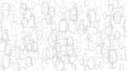 Abstract background of ones and zeros in various sizes, gray on white