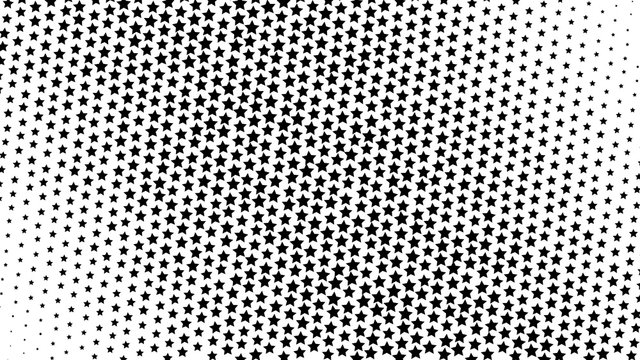 Abstract halftone gradient background of small stars in black and white colors