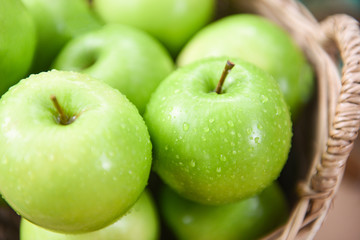 Green Apples - Harvest apple in the basket collect fruit in the garden