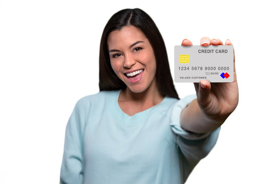 Excited hopeful optimistic happy business owner entrepreneur showing  credit card excitedly