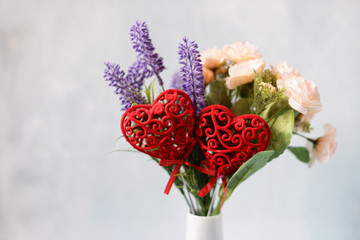 Beautiful summer bouquet with heart