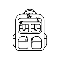 Backpack school line icon isolated on white background