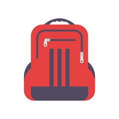 Backpack school red flat icon isolated on white background
