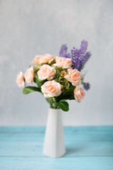 Beautiful summer bouquet with roses 