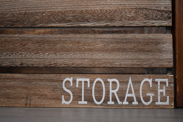 Wooden storage box, with room for text. Concept for cloud, memory, backup, hard drive, space, storage unit.