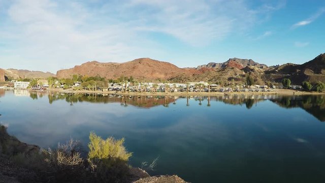 Colorado River With Recreational Vehicle Campers- Parker Arizona