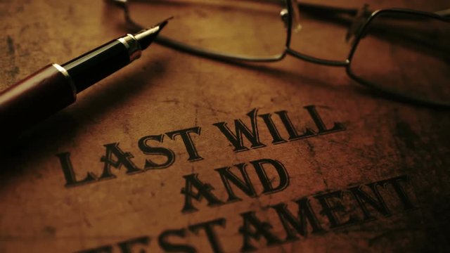 Last will and testament fountain pen and glasses