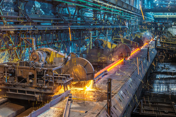 work process in metallurgical engineering at manufactory of steel plant  