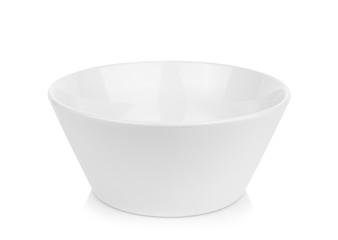 White ceramic bowl isolated on white background.