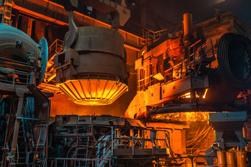 work process in metallurgical engineering at manufactory of steel plant  