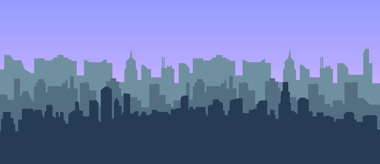 Obraz na płótnie Canvas Modern city landscape vector background for web design. City skyline illustration. Horizontal Urban landscape.