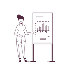 businesswoman presenting financial graph on flip chart business woman at seminar making presentation concept female speaker on conference meting sketch doodle line full length