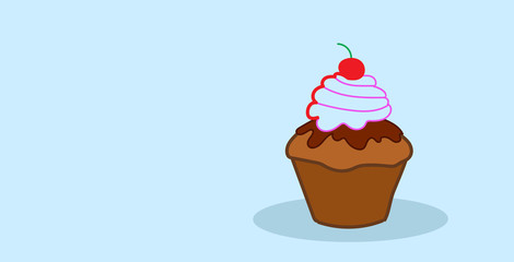 muffin cake tasty cupcake sweet bakery dessert food concept sketch hand drawn horizontal