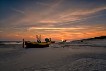 On the beach, before dawn, Baltic Sea, Debki, Poland