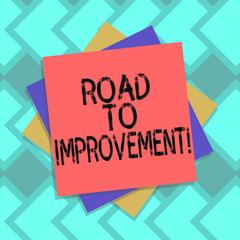 Text sign showing Road To Improvement. Conceptual photo way that thing makes something better or yourself Multiple Layer of Blank Sheets Color Paper Cardboard photo with Shadow