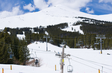 Ski lifts and colorado mountain