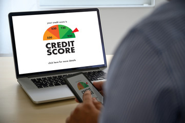 CREDIT SCORE (Businessman Checking Credit Score Online and Financial payment Rating Budget Money)