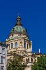 Fototapeta na wymiar Szent Istvan Bazilika (St Stephen Basilica) neoclassical dome in the center of Budapest, completed in 1905