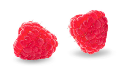 ripe raspberry isolated on white background close up