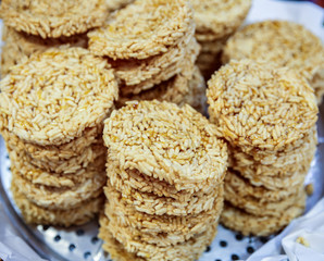 Kao Tung ,crisp rice sheets eaten baked is Thailand sweets.