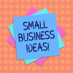 Writing note showing Small Business Ideas. Business photo showcasing A concept that can be used for financial business gain Multiple Layer of Sheets Color Paper Cardboard with Shadow