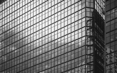 Fototapeta na wymiar Hong Kong Commercial Building Close Up with B&W color