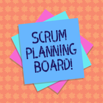 Writing note showing Scrum Planning Board. Business photo showcasing visual display of the progress of the Scrum team Multiple Layer of Sheets Color Paper Cardboard with Shadow