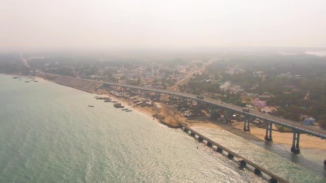 Rameswaram Pamban bridge, India, 4k aerial  drone footage